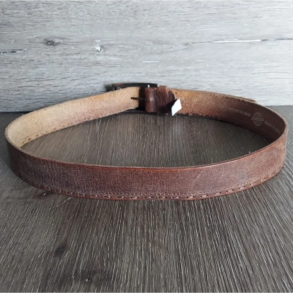 Fossil Men's Brown Leather Belt Size 36